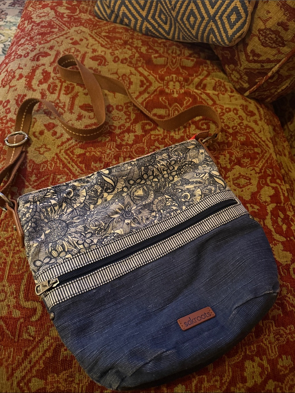 Sakroots Blue Floral Crossbody Bag